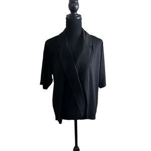 WynneLayers Black Draped Blouse with Elastic Hem | Size M | Relaxed Fit